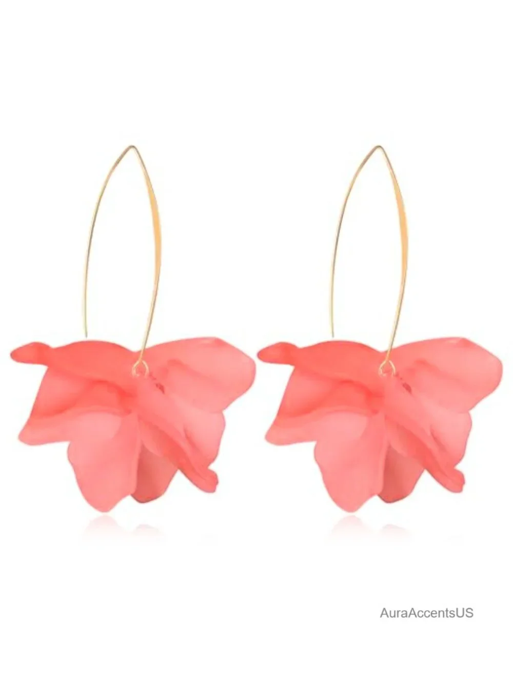 Bohemian Resin Rose Flower Dangle Earrings Long Acrylic Tiered Floral Tassel